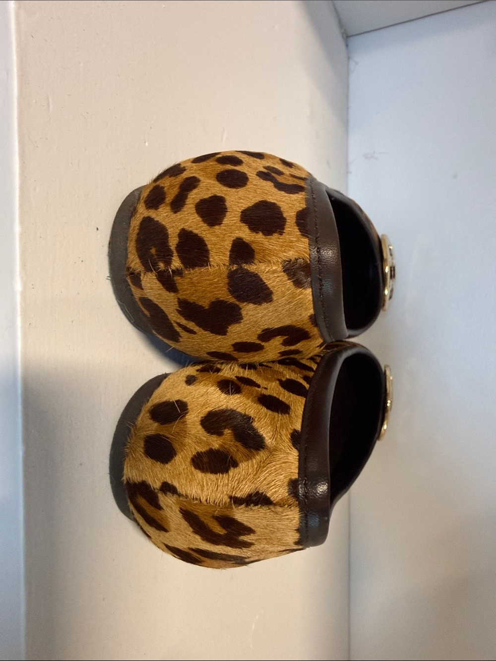 Tory Burch Leopard-Print Flats with Gold Logo Medallions - Picture 3 of 6